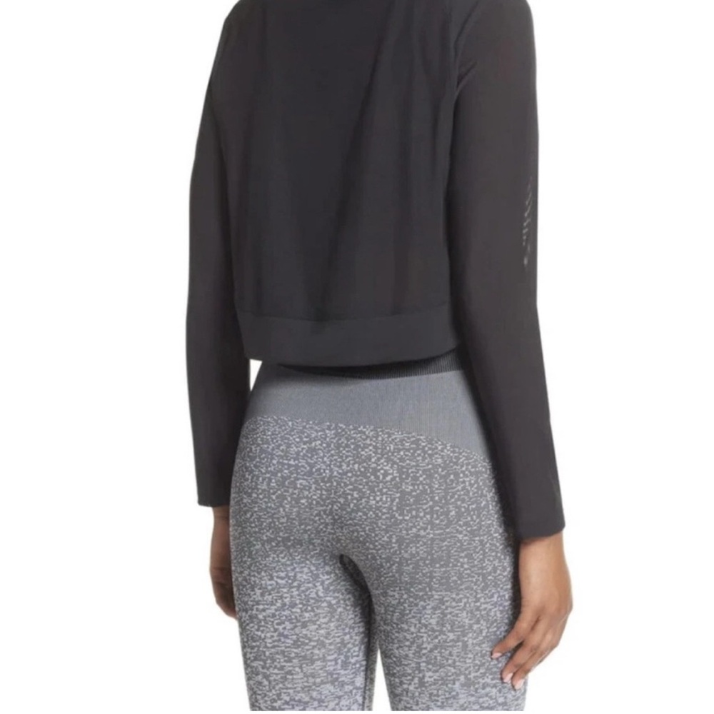 Adidas Mesh Black Cropped Long Sleeve Shirt - Picture 2 of 6